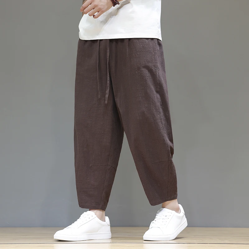 

2025 Spring Autumn Men Casual Solid Color Harem Pants Men Loose Oversize Beach Pants Jogger Casual Pants Male Wide Leg Trousers