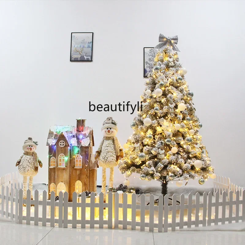 Christmas large-scale scene decoration wooden house castle combination package shopping mall luminous