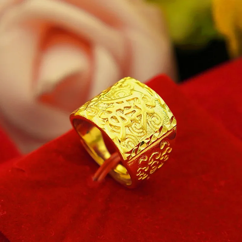 

9999 Real Gold 24K Fashion Thickened Gold, Men's Fat and Wealth Ring, Gold Factory Domineering Ring, Men's Jewelry