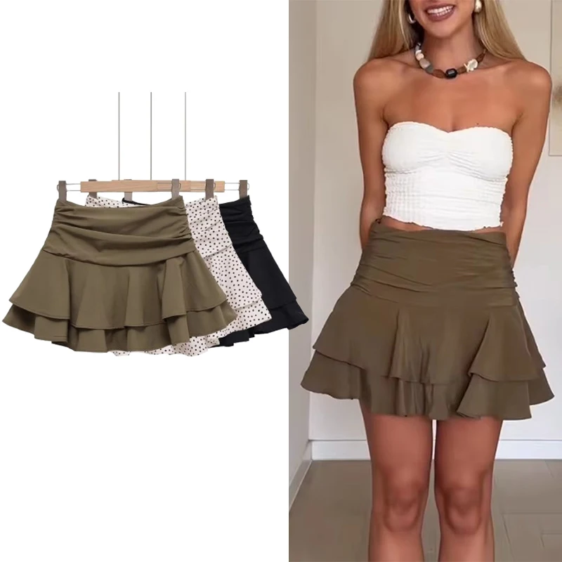 

Chic Woman Pleated Skirt Women High Waist Short Skirts For Women 2025 Summer Mini Skirt Ruffes Elegant Women's Party Skirts
