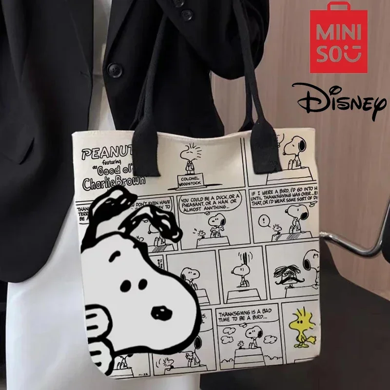 Canvas Bag Women High Capacity Bag Fashion Cartoon Snoopy Handbag Versatile One Shoulder Tote Bag Christmas Present for Girls