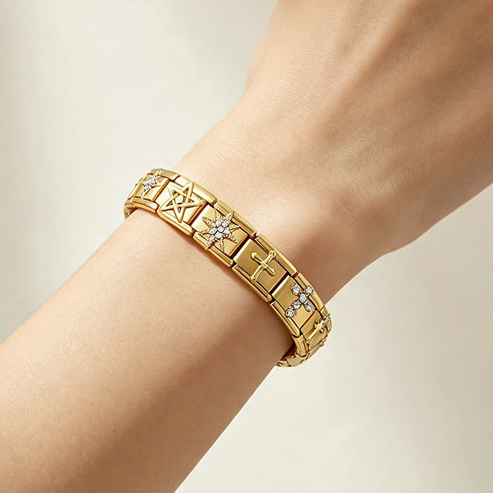 GEMOSA Fashion Bohemian Style Evil Eye Armband Perlen Goldfarben Passend für 9mm Italienischen Edelstahl DIY Charms Schmuckherstellung – Detail 6