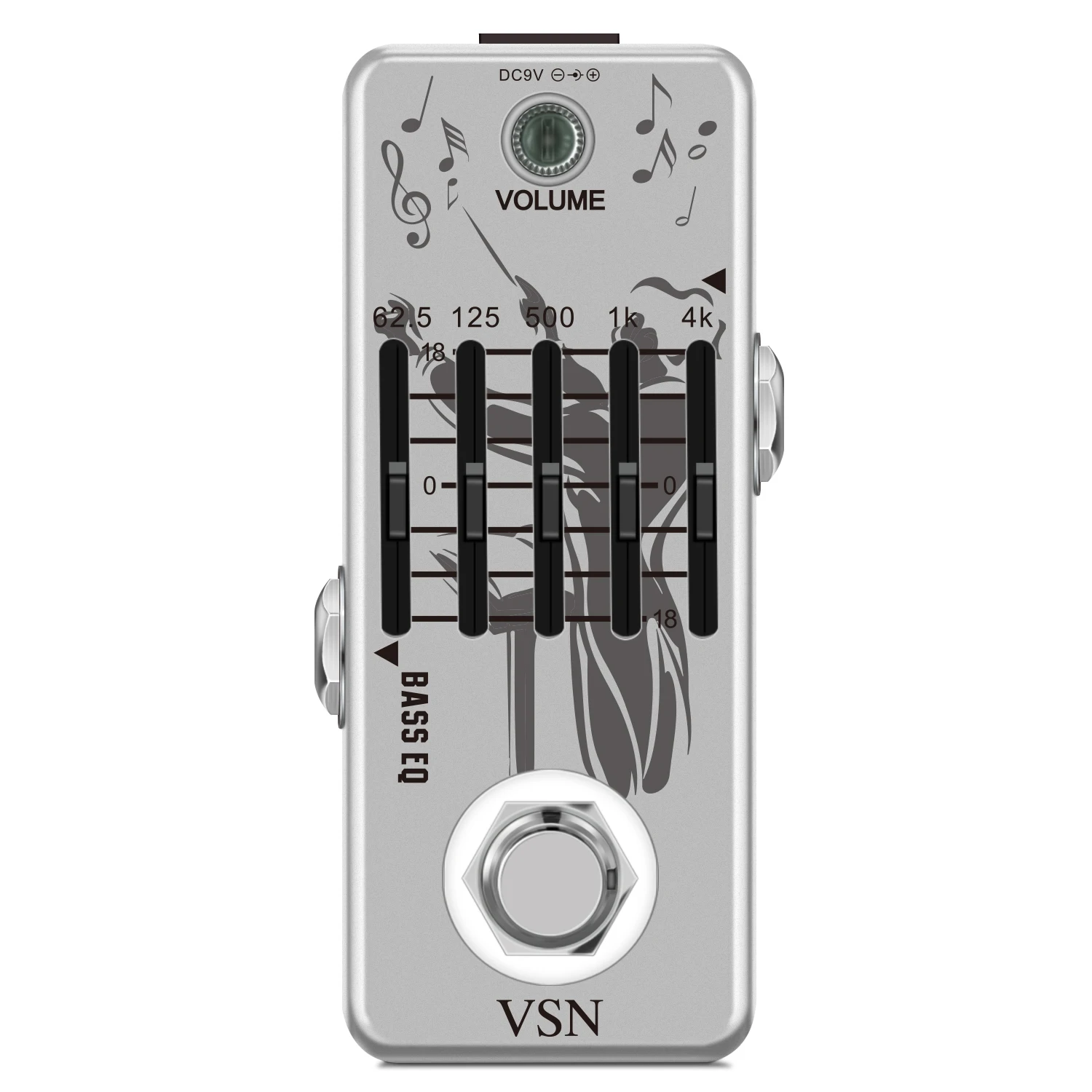 

VSN LEF-317B Bass EQ педаль, 5-полосные педали эквалайзера для бас-гитары с 5-полосным графическим мини-размером, True Bypass