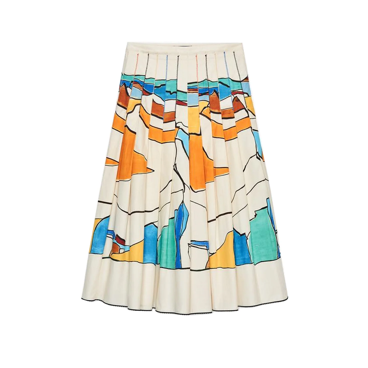 

Новая летняя женская юбка в стиле ретро со средней талией и широкими складками, декоративная цветная юбка с принтом, повседневная юбка из полиэфирного волокна