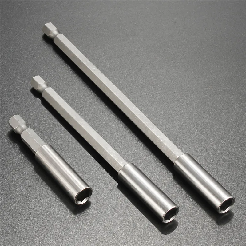 3pcs 1/4 Inch Hex Shank Socket Screwdriver Bit Holder Long Bit Extension Bar Magnetic Lengthening Shank Drill Bit Holder