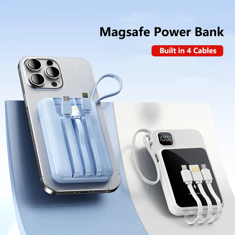 

PD 22.5W Fast Charging Power Bank 15W Magsafe Wireless Charger For iPhone 15 14 13 Samsung Huawei Xiaomi Powerbank Magnetic Ring