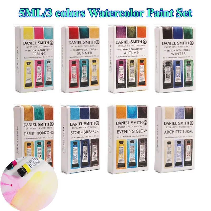 Daniel Smith 5ml/3 Colors Watercolor Paint Art Students Painting Doodle Illustration Outdoor Sketching Portable Watercolor Paint