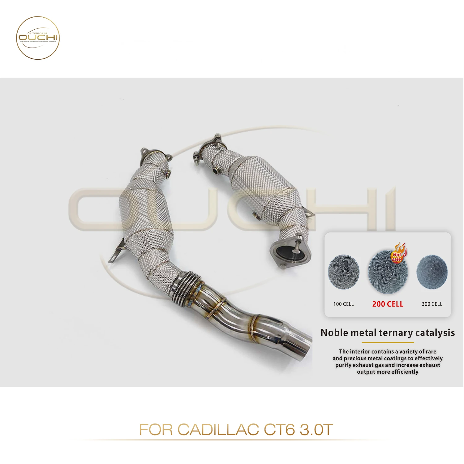 

Ouchi Catalytic Downpipe For Cadillac CT6 3.0T With heat shield Stainless Steel Performance Exhaust Part️