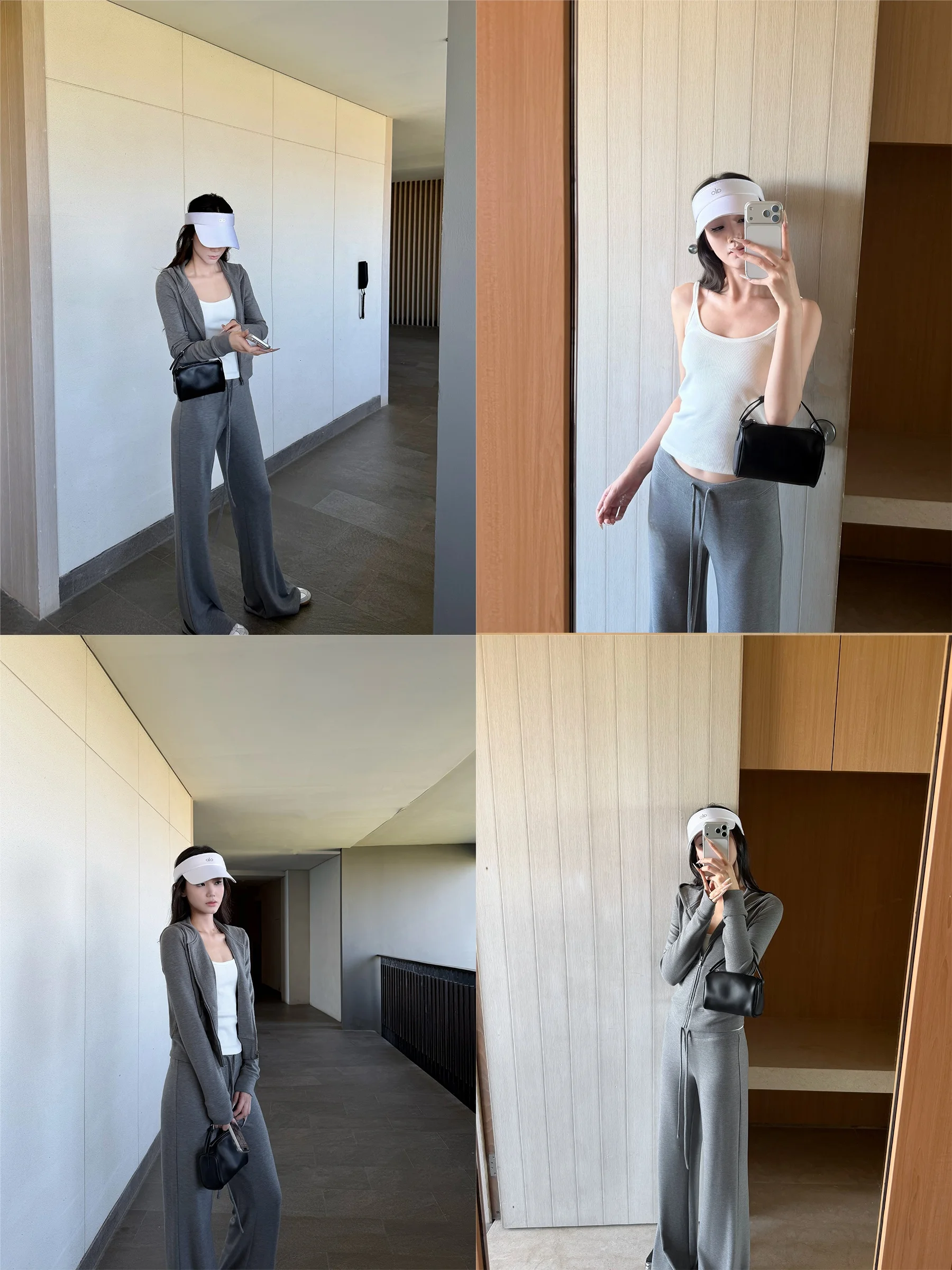 

5werkwen Soft Paper Set Casual Zipper Hoodie Straight Leg Pants ter Top Bot Set Women's Faion Spring Collection