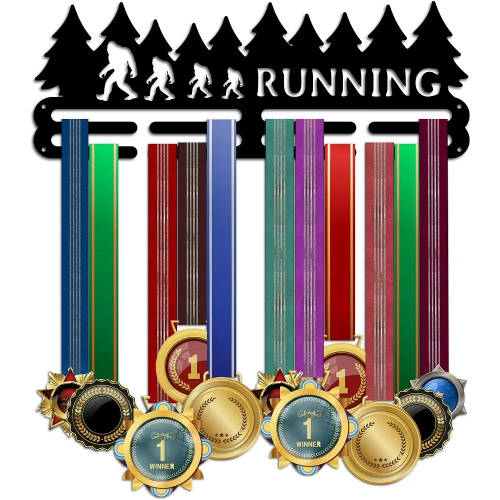 Running Medal Hanger, Mountain Forest Medal Holder Medals Display Frame Awards Sports Ribbon Holder Medal Rack Display Rack Wall