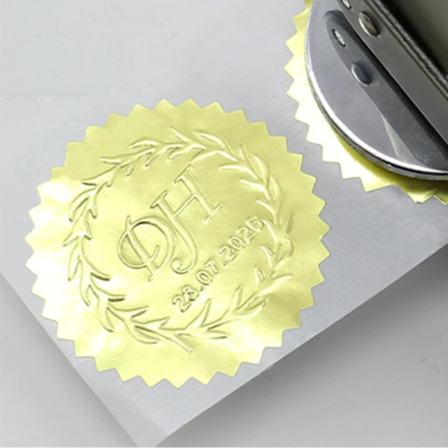45mm Round Scalloped Edge Embossed Seal Stickers