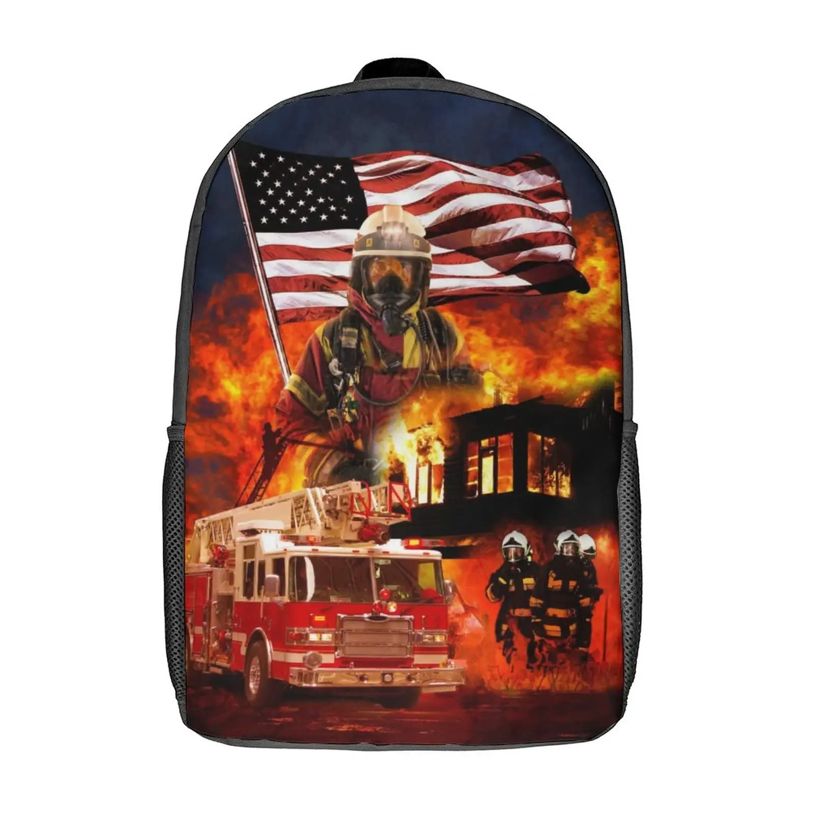 Firefighter Backpacks Travel Daypack Fire Truck Backpack School Student Teen Bookbag Casual Lightweight Fireman Laptop Backpack