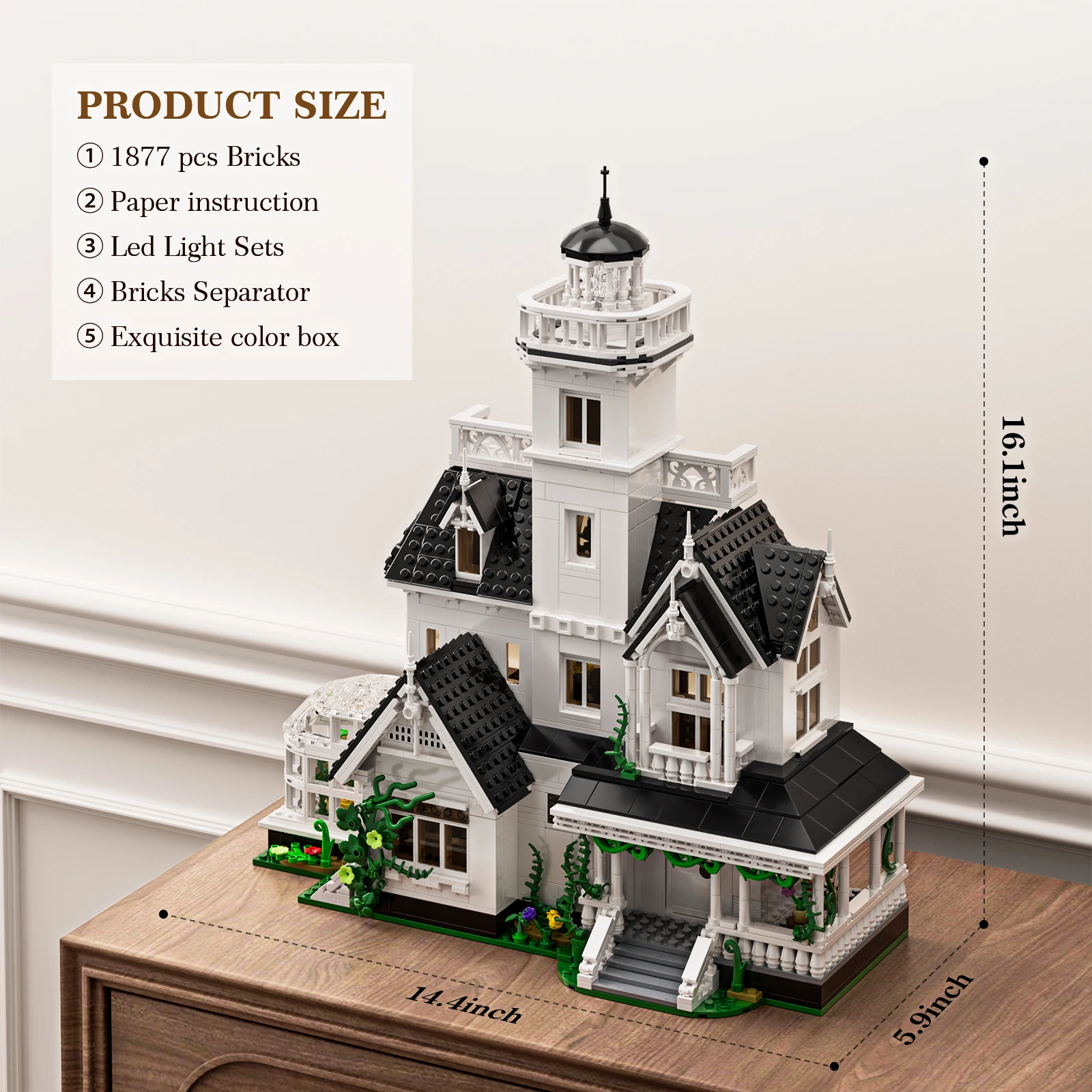 Magic House bouwset met LED-verlichting, Owens House Blocks Toy, Creator Architecture Model Building Kit, Home Office Decor Gift