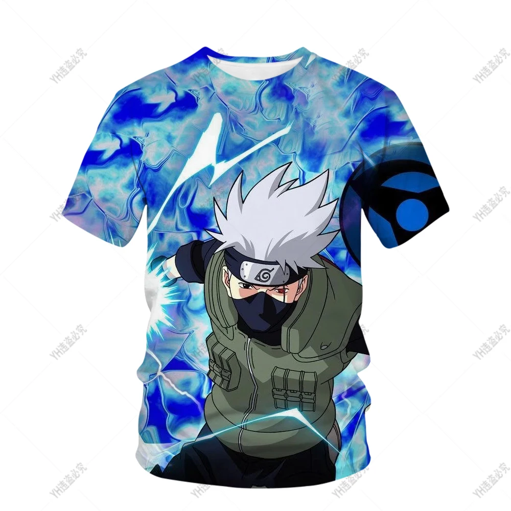

Hot Sale Summer Naruto T-shirt Children's Street Wear Round Neck Short Sleeve 3D Top Funny Fashion Cartoon Men Kakashi T shirts