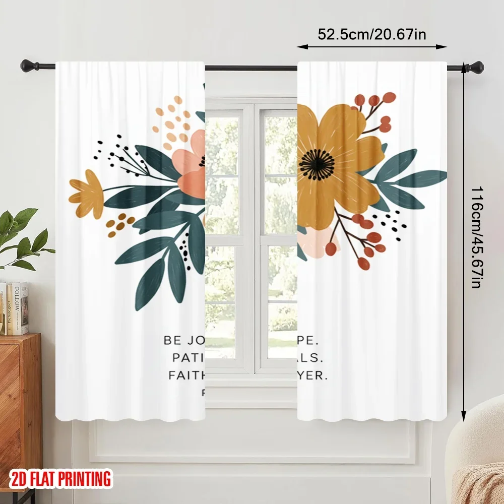 2pcs 2D flat printing Curtain Floral Hope Patient Prayer Polyester Without Electricity Party Decorations Perfect for Room
