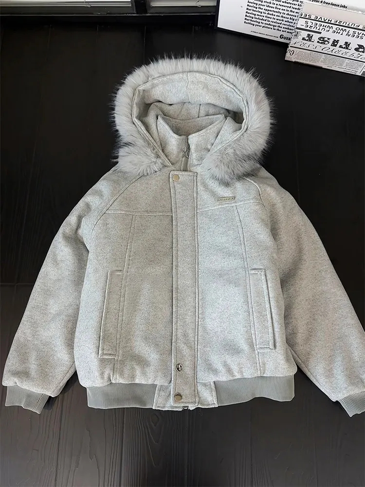 

Мужская утепленная хлопковая куртка с капюшоном и большим меховым воротником, повседневная верхняя одежда, теплая, свободного кроя, премиум-класса, зимнее пальто