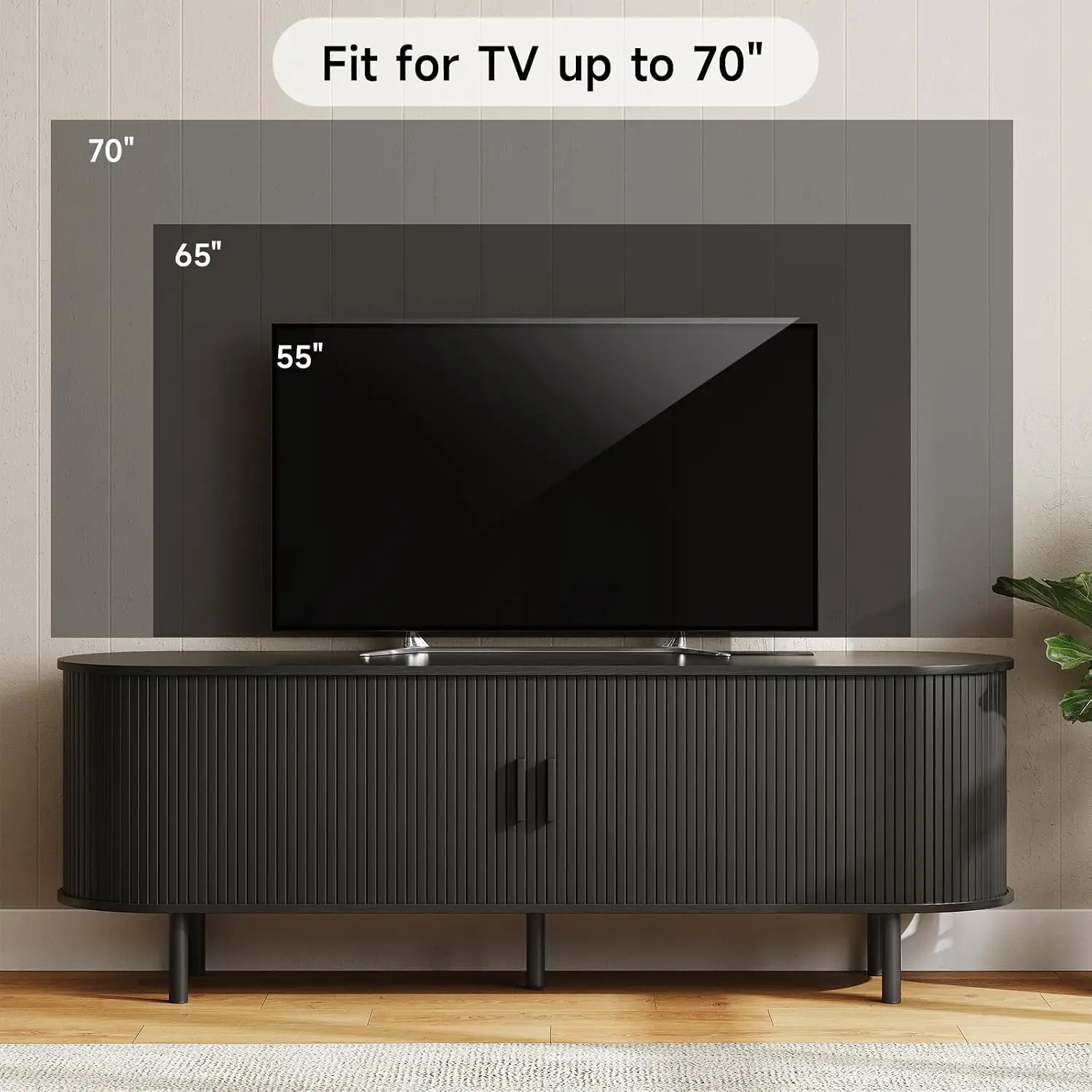 ONBRILL ONBRILL 160cm TV Stand with Power Outlet & Storage for Up to 178cm TV, Black Media Console Cabinet - Aliexpress Deal