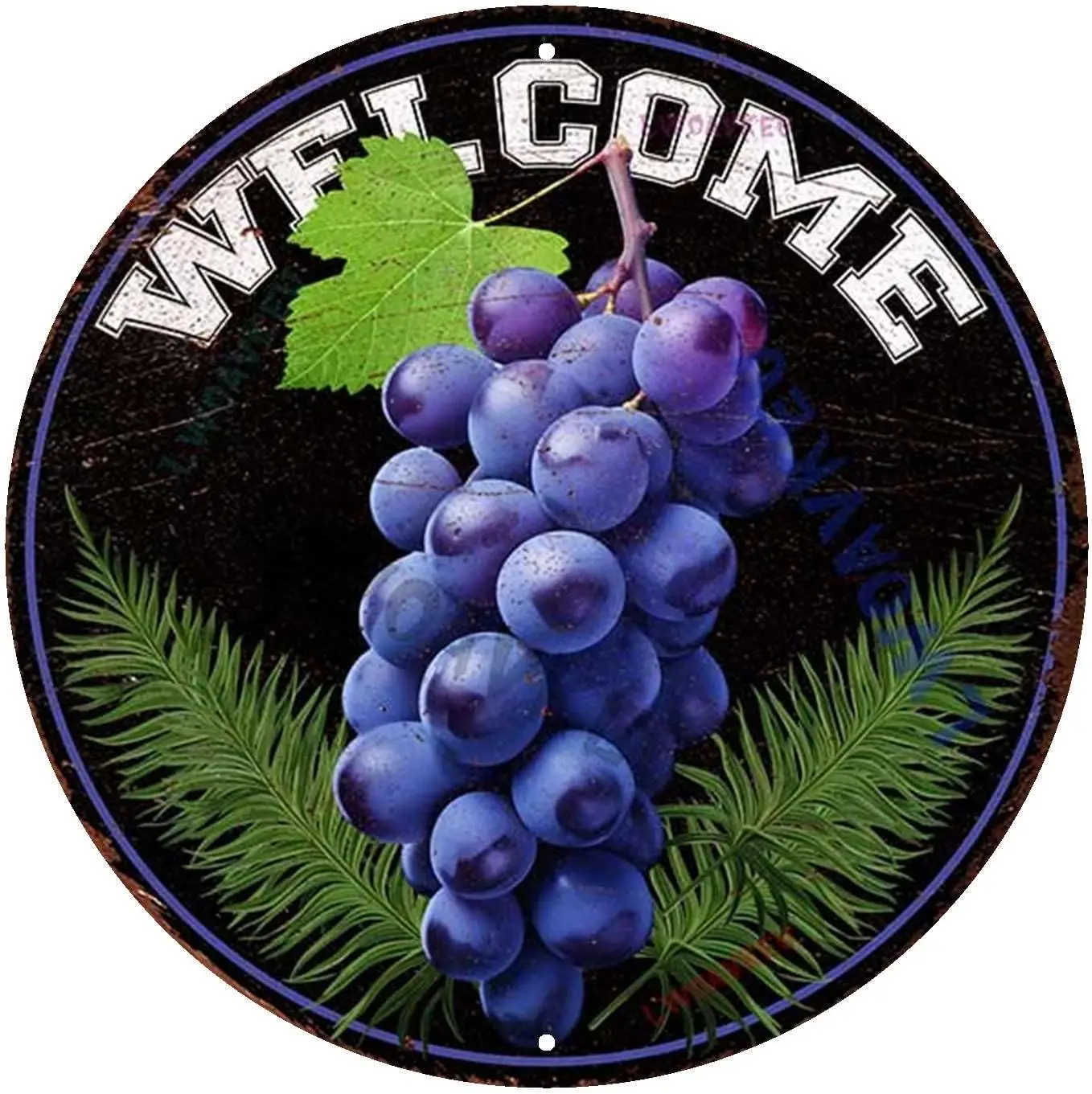 Round Aluminum Retro Metal Tin Sign Welcome Grapes For Bar Club Parlor Cafe Store Home 8