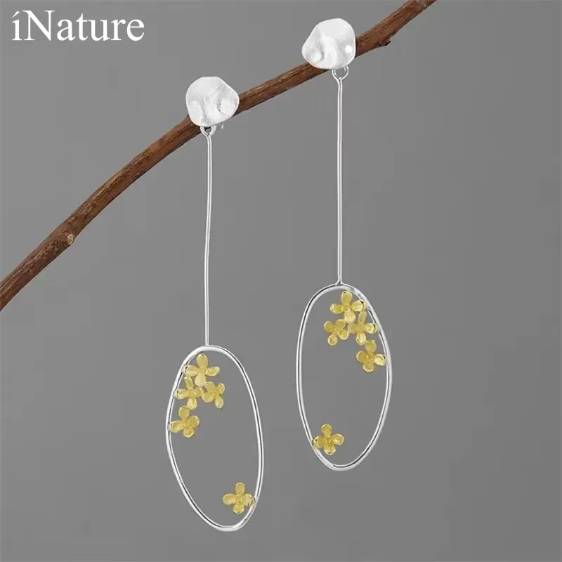 

INATURE 925 Sterling Silver Fresh and Sweet Violet Flower Drop Earrings for Women Korean Fashion Jewelry