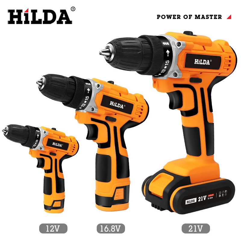 HiLDA electric screwdriver rechargeable lithium battery electric hand drill impact drill 16. 8 v