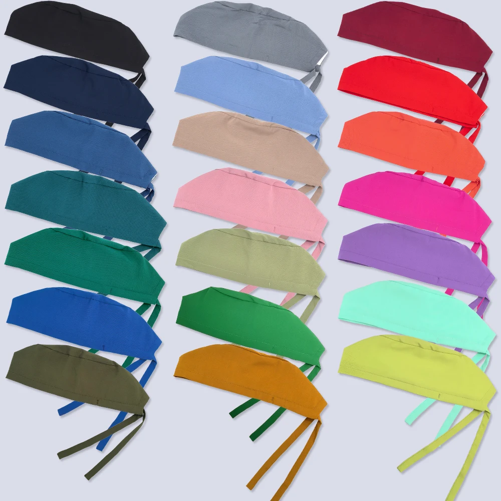 24 Solid Colors Women Hats Nurses Working Hat 4-way Stretch Short Hairs Scrubs Skullcap for Men F-SG-02