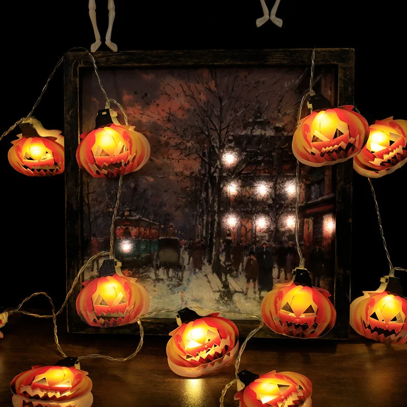 Guirnalda de luces LED impermeables para decoración de calabaza de Halloween, luces de ambiente para interior y habitación, batería para exteriores, 2023, 261