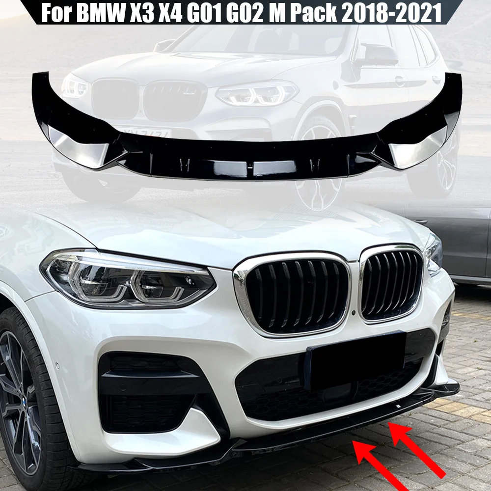 

Car Front Bumper Spoiler Splitter Lip Protector Diffuser Lips Guard For BMW X3 X4 G01 G02 M Pack Style 2018 2019 2020 2021