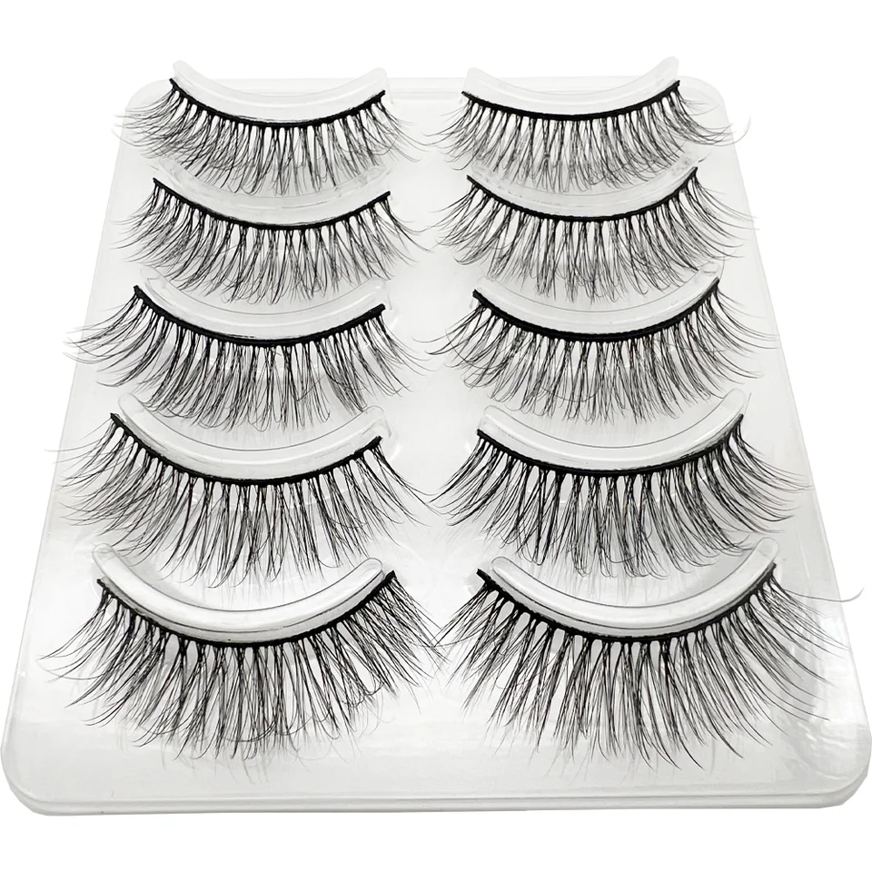 5 Pares de Pestañas Ojo de Gato con Maquillaje Fino y Natural, Rollo D 12-17mm 3D Naturales, Pestañas Postizas en Múltiples Piezas, Suaves 4