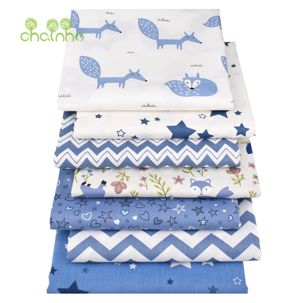 Chainho,Fox & Star,Cartoon Printed Twill Cotton Fabric,DIY Quilting Sewing For Baby & Children Sheet,Pillow,Cushion,Toy Material