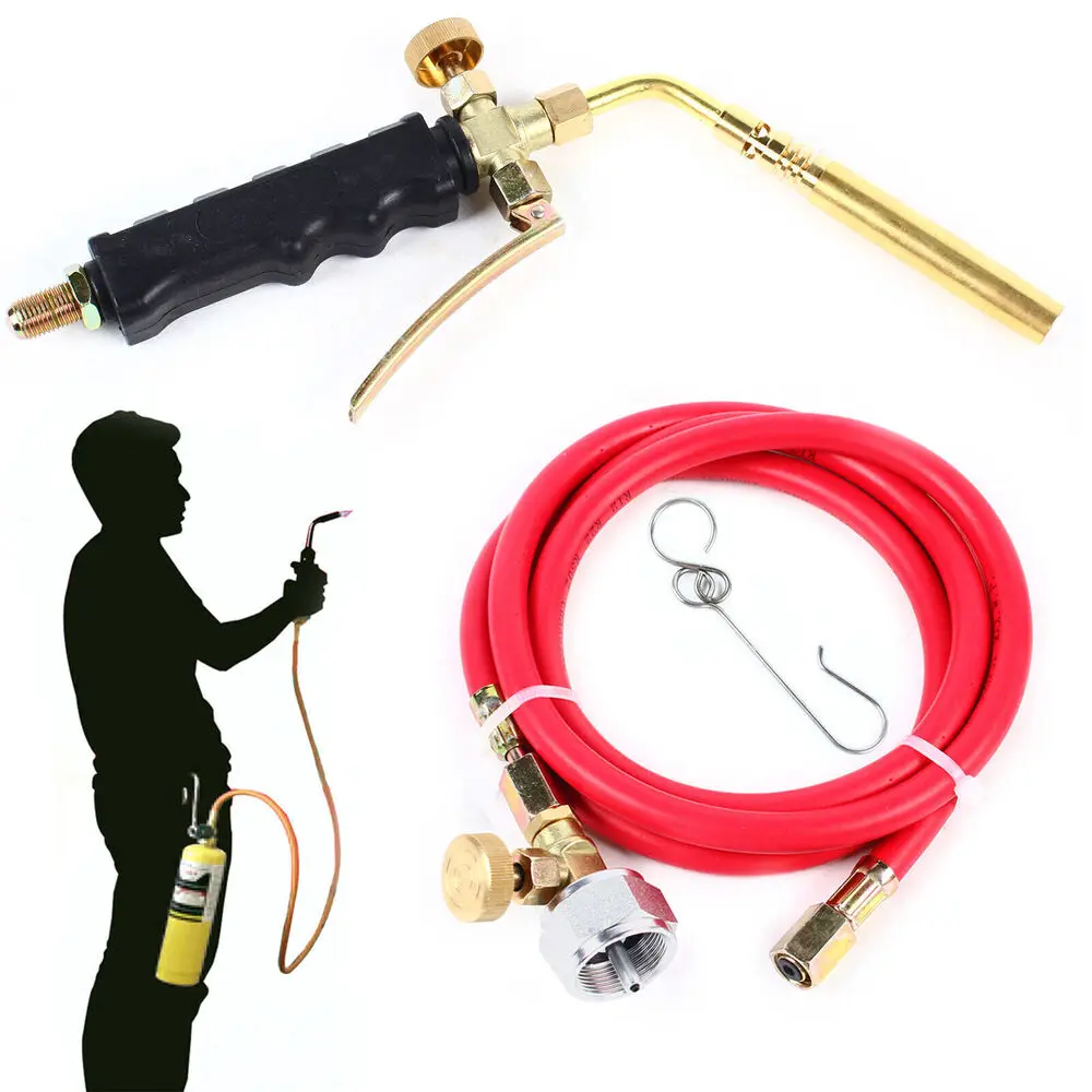 Mapp Gas Plumbing Turbo Burner Torch +Hose Propane Soldering Brazing Welding Kit