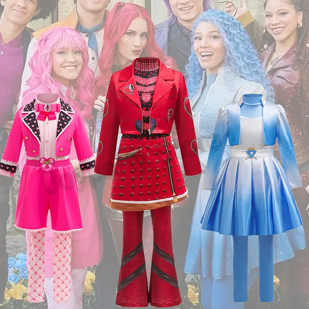 Disfraz de Princesa de la Película Descendants 5, Reina Roja, País de las Maravillas del Diablo, Réplica de la Película de Halloween, Disfraz para Fiesta de Halloween