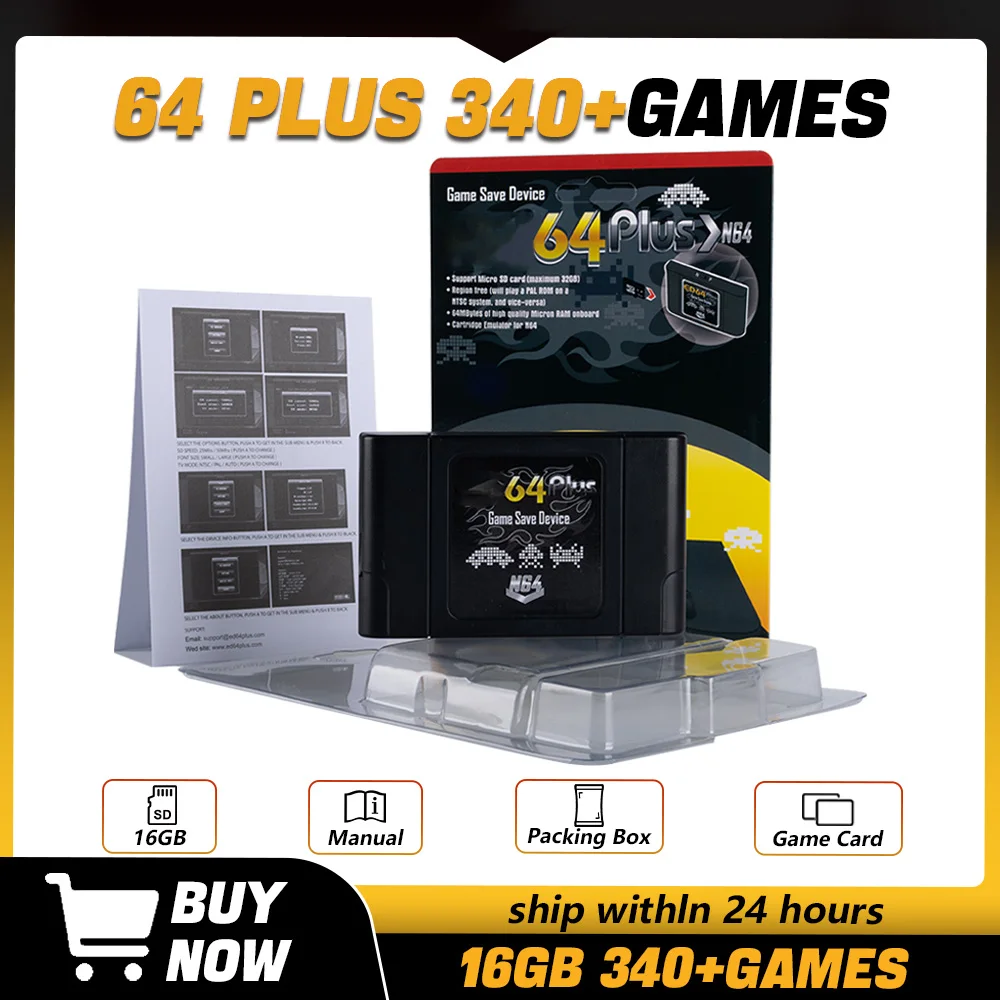 

Retro 340 in 1 Game Card for N64 Plus with Retail Box 64 Bit For N64 Video Game Console NTSC and PAL Game Cartridge