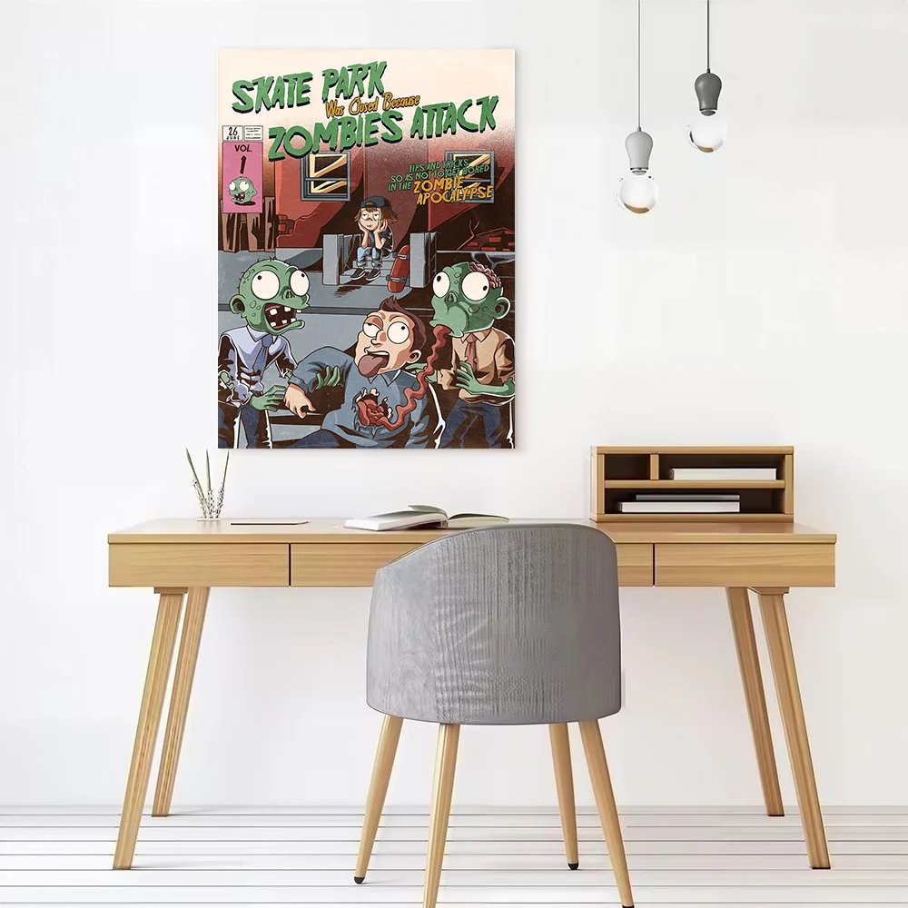 Skate Zombies Canvas Poster Wall Art Customizable High Quality Printed Picture for Vintage Decor Living Room Painting Bedroom