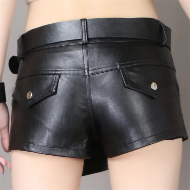 Winter New Sexy Irregular PU Leather Skirt Low Waist Slim-fitting Shorts Skirt Nightclub