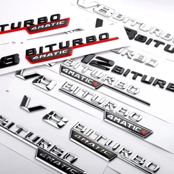 ABS V8 BITURBO 4matic Turbo Emblem Sticker Body Tail Side Decor For Mercedes Benz G S R C E A Class GLA GLK C180 E300 S200 W206