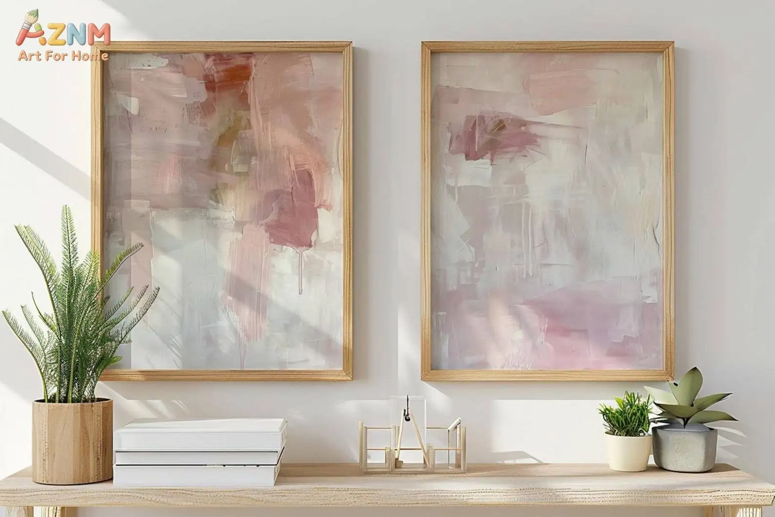 Blush Pink Abstract Posters, Dusty Rose & Cream Art Prints, Modern Minimalist Wall Decor for Bedroom, Calming Abstract Artwork