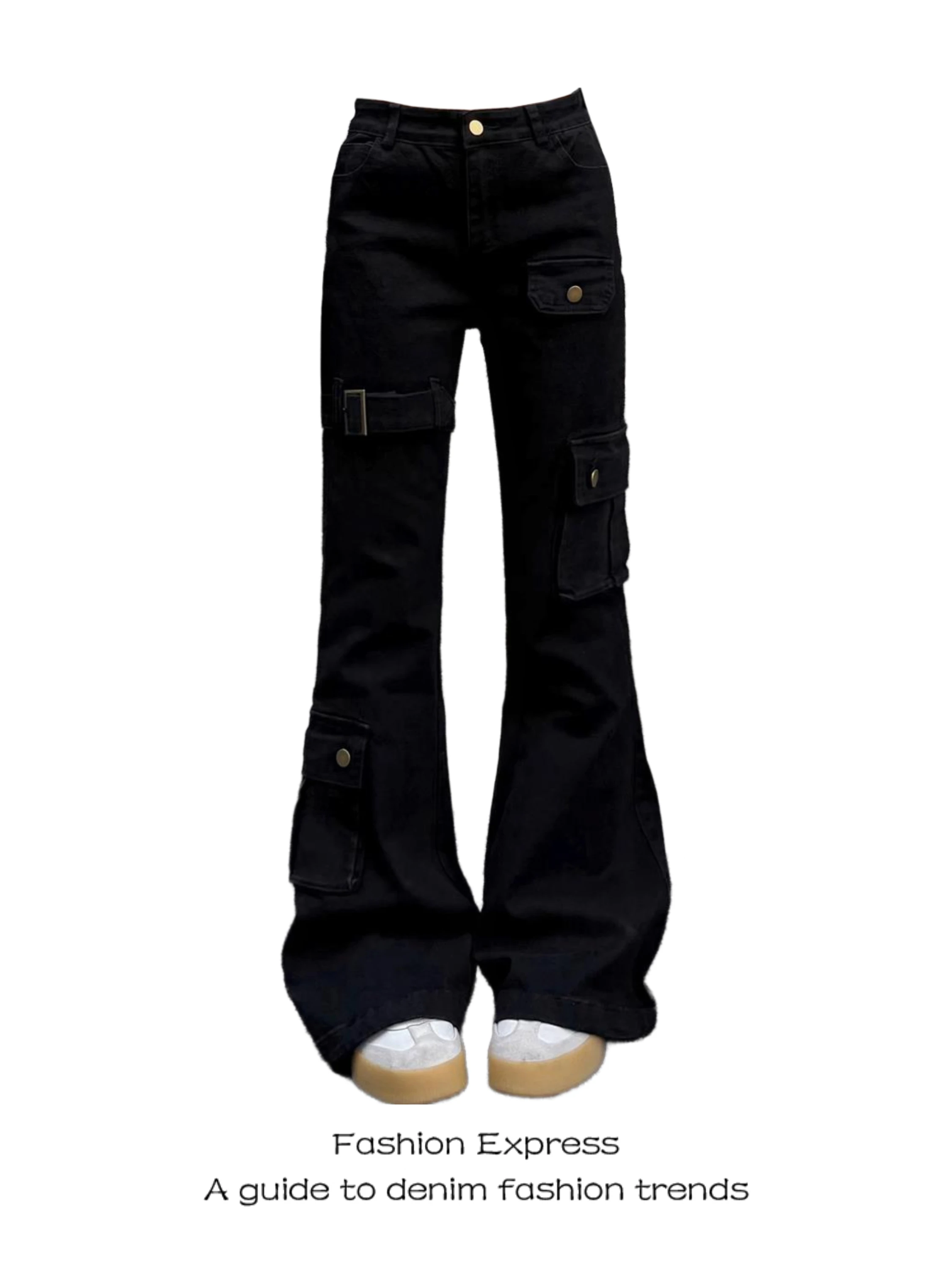 

Slim Fit Flared Workwear Pants High Waist Denim Bla American Sle Cool And Haome Women's Faion 2025 New Arrival