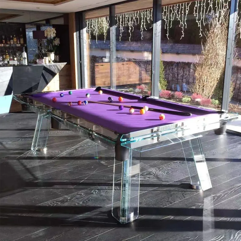 Crystal tempered glass Chinese black eight billiards table commercial KTV villa acrylic American nine-ball billiards table