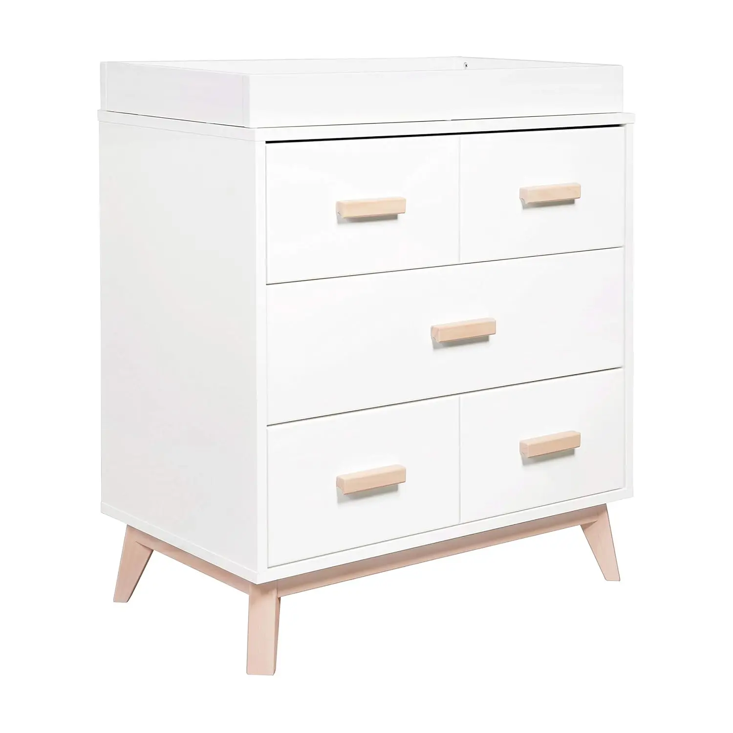 3-Drawer Changer Dresser with Removable Changing Tray in White and Washed Natural, Greenguard Gold Certified