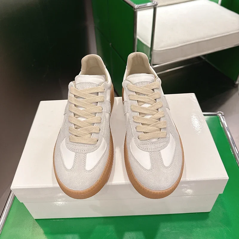 

2026 Vintage Style Genuine Leather Casual Shoes 5cm Heel Women's Fashion Trainer White Sneaker Designer Women's Footwear