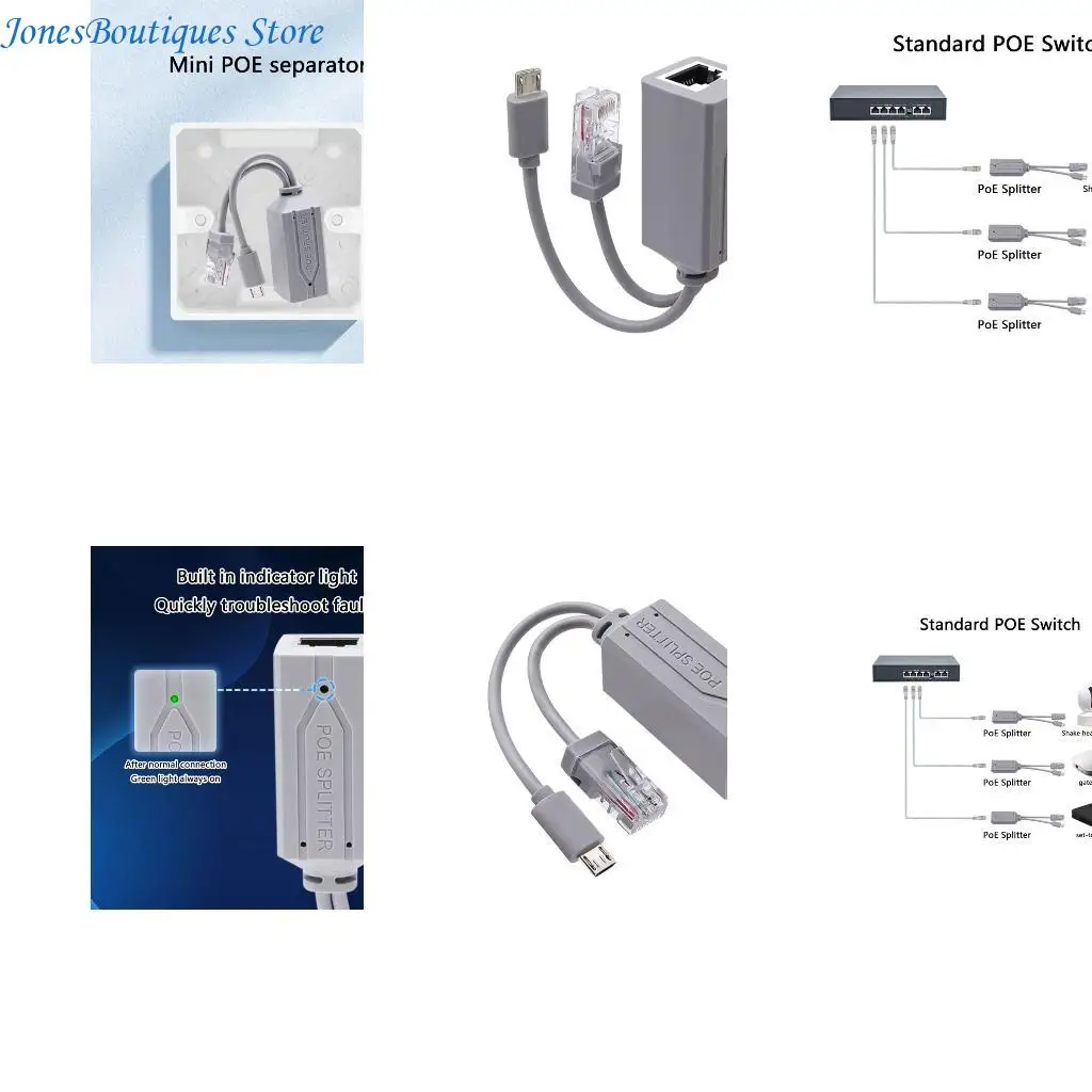 

Networking Cable USB PoE Splitter 48V to 5V for Intelligent Device IEEE802.3af W8KE