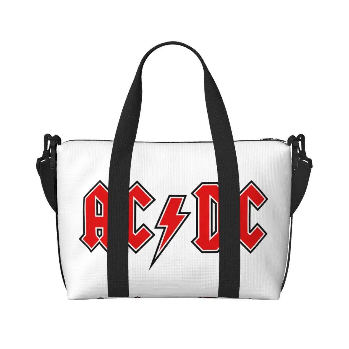 

Большая сумка-тоут в стиле рок AC DC для женщин, сумка-шоппер на плечо в стиле хэви-метал, пляжная дорожная сумка для спортзала
