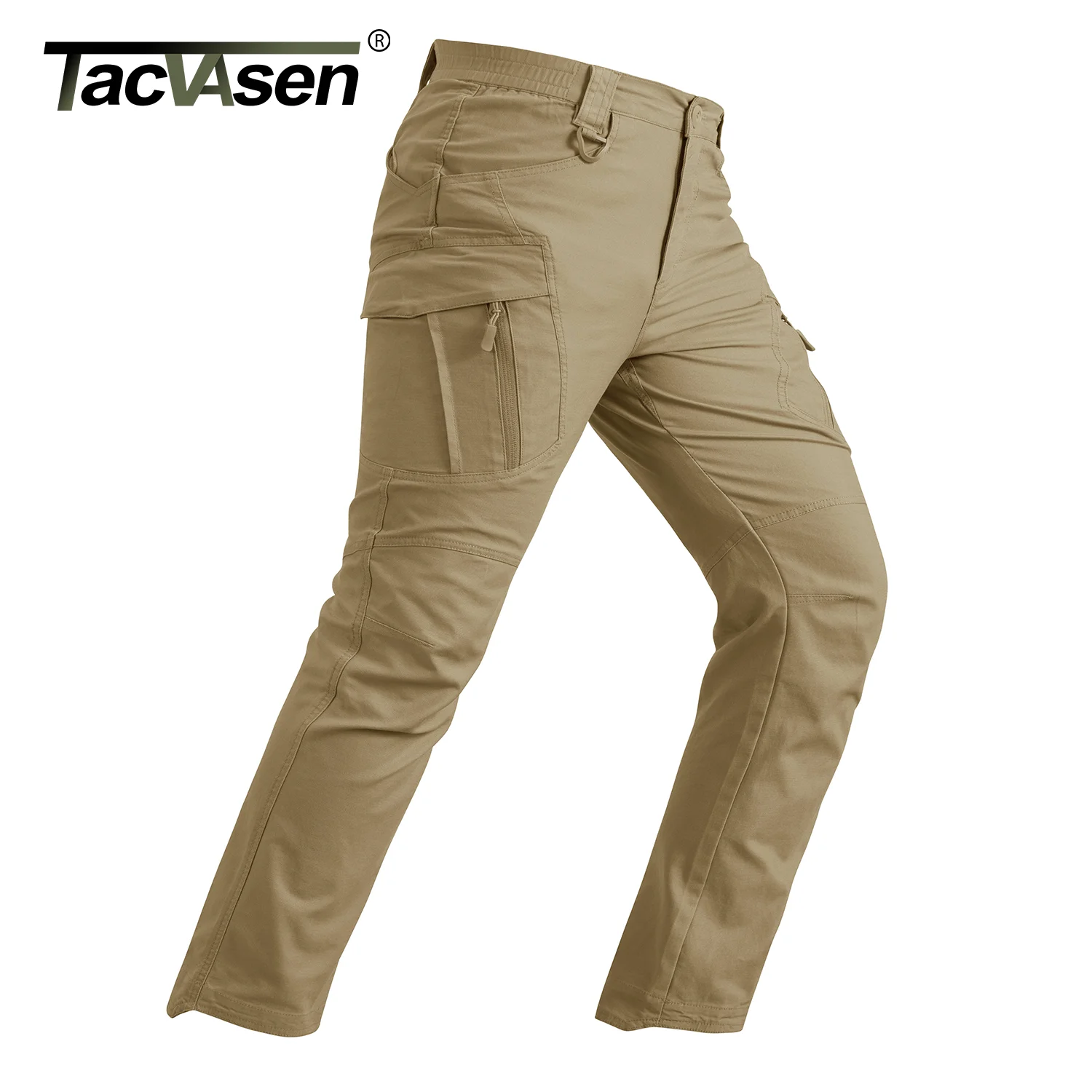 

TACVASEN Lightweight Cotton Cargo Pants Mens Workwear IX9 City Trousers Staight Stretch Outdoor Hiking Pants with Multi-Pockets