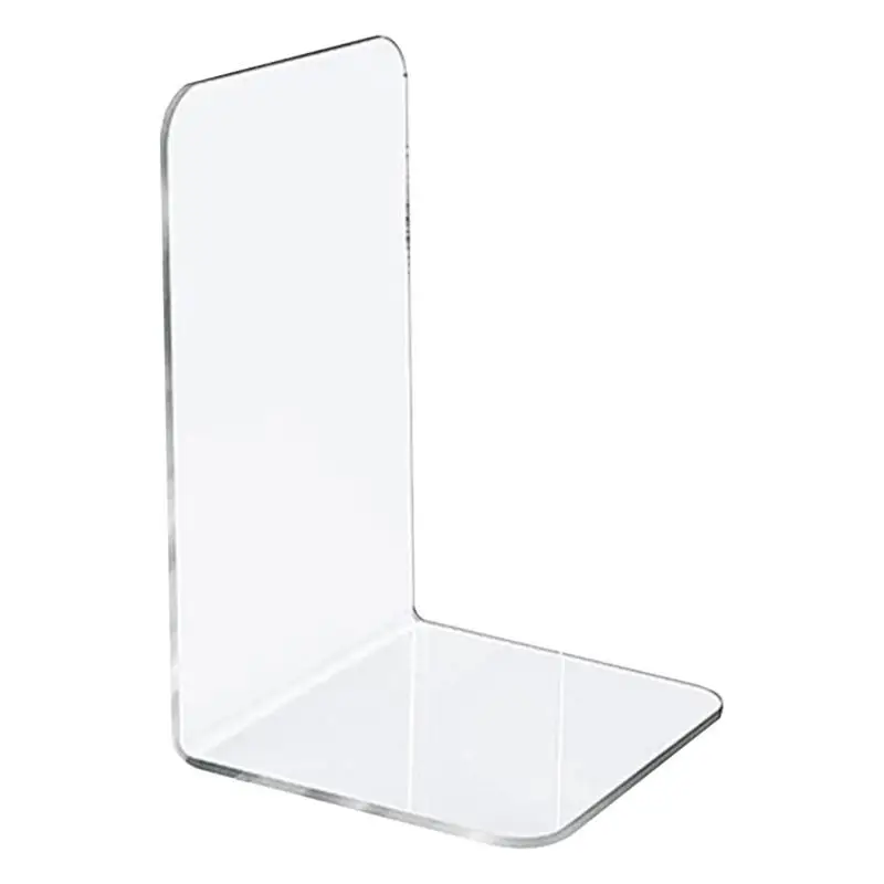 L-Shaped Transparent Acrylic Bookends Stand Bookshelf Desktop Decorative Storage Rack Bookend Book Holder School Stationery