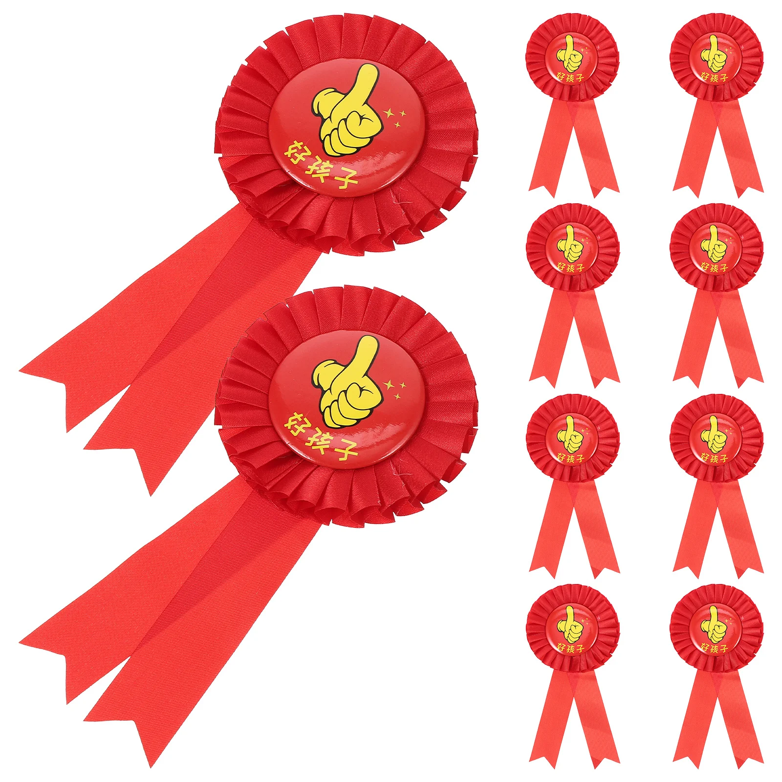 

10pcs Little Red Flower Medal Pins Kids Award Brooches For School Competition Party Game Children Rewards Classroom Supplies