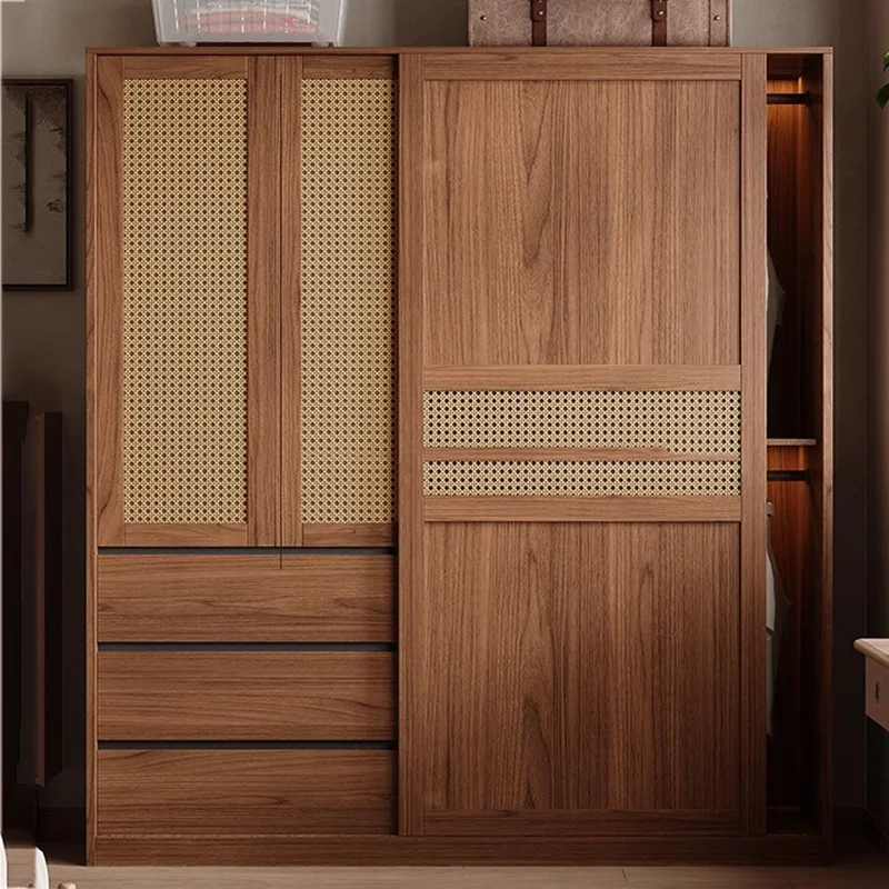 Rustic Heavy Duty Wardrobe Brown Wooden Long Modern Cabinet Wardrobe Drawer Wooden Cheap Armadio Guardaroba Home Furniture