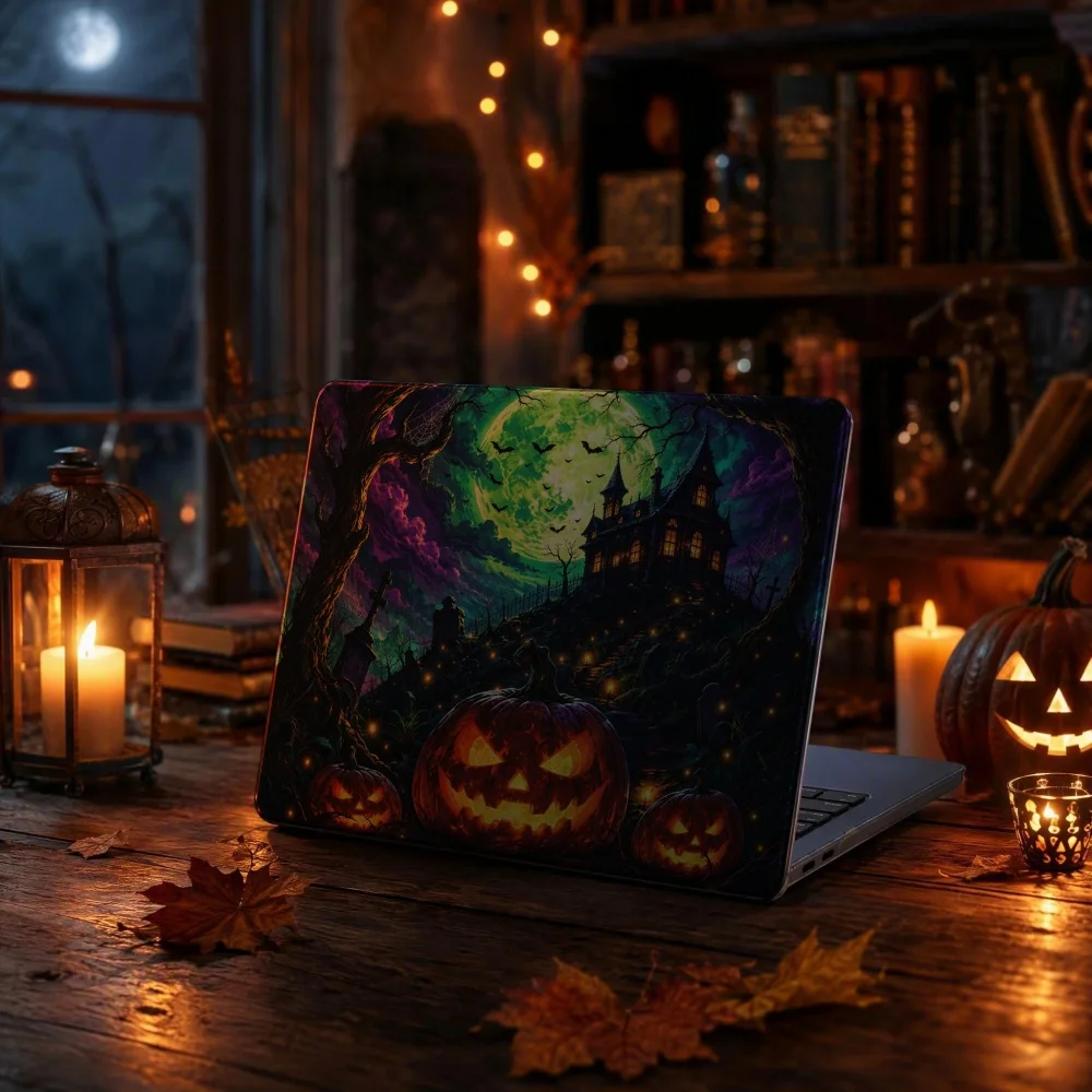 Retro Scary Halloween for MacBook Air 13 inch Case M5 M4 M3 M2 Pro 14/16 Neo case Novelty Premium Pattern Hardshell Laptop Case