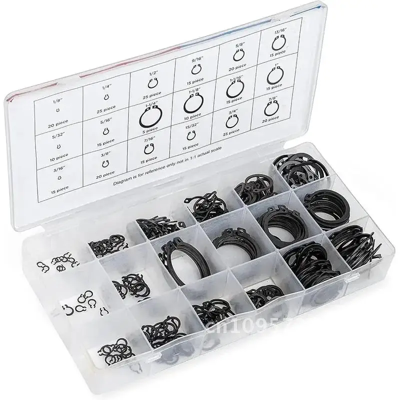 Snap Ring Circlips 300 Rings Retaining Piece Washer Set 18 Grooved Pins Shafts Parts 2mm-32mm Carbon Steel Secure on Studs Sizes