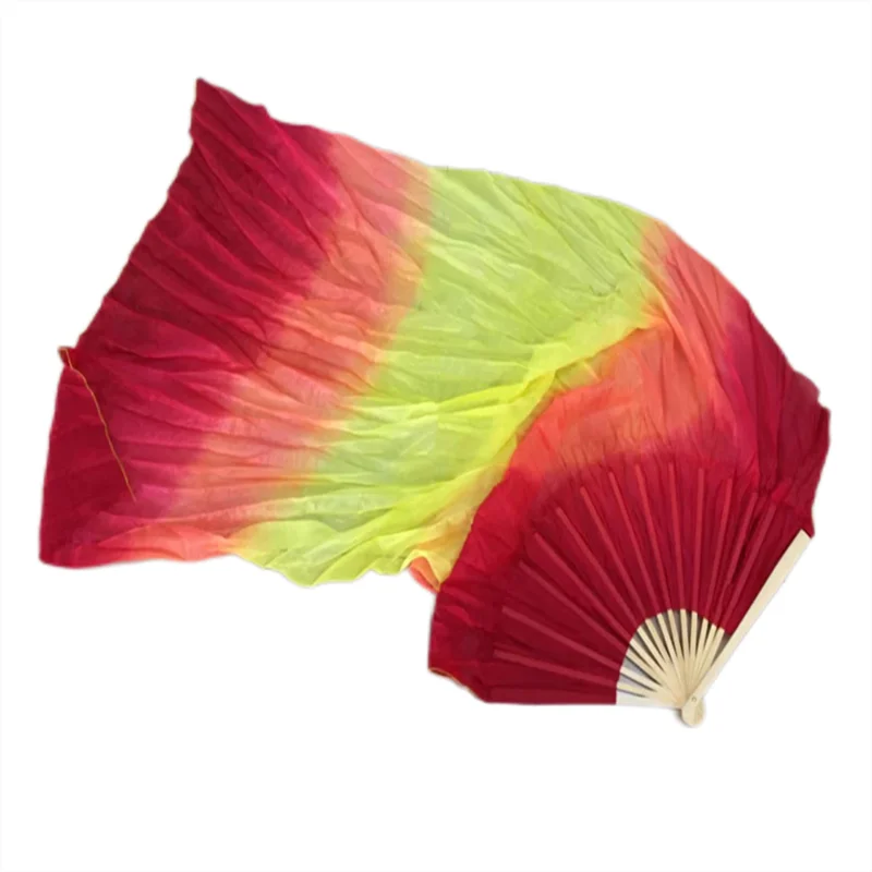 Women Belly Dance Silk Bamboo Long Fan Veils One Pair (L+R) 100% Silk Veil Light Weight Flowy Bellydance Costume Props 180cm