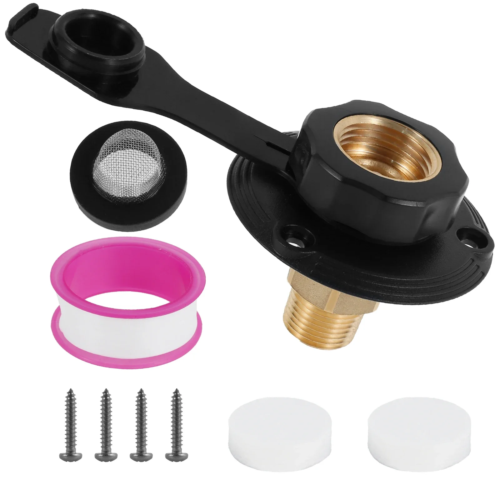 

RV City Water Fill Inlet with Check Valve Lead-Free Brass RV Fresh Water Inlet Sturdy RV Water Inlet Connection Replacement